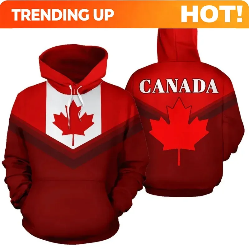 Street Fashion Canada - เสื้อฮู้ดพิมพ์ลาย 3D แบบปรับแต่งได้ 1 ชิ้น ลายธงชาติแคนาดา
