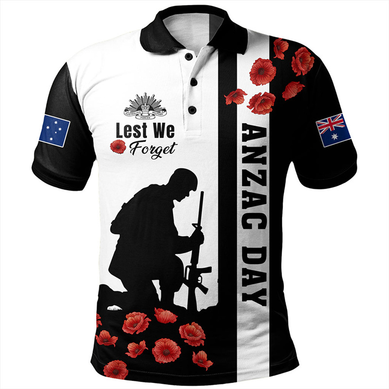 Street Fashion Men 2025 - Lest เราลืม Anzac Day เสื้อโปโลผู้ชายเสื้อผ้า Street