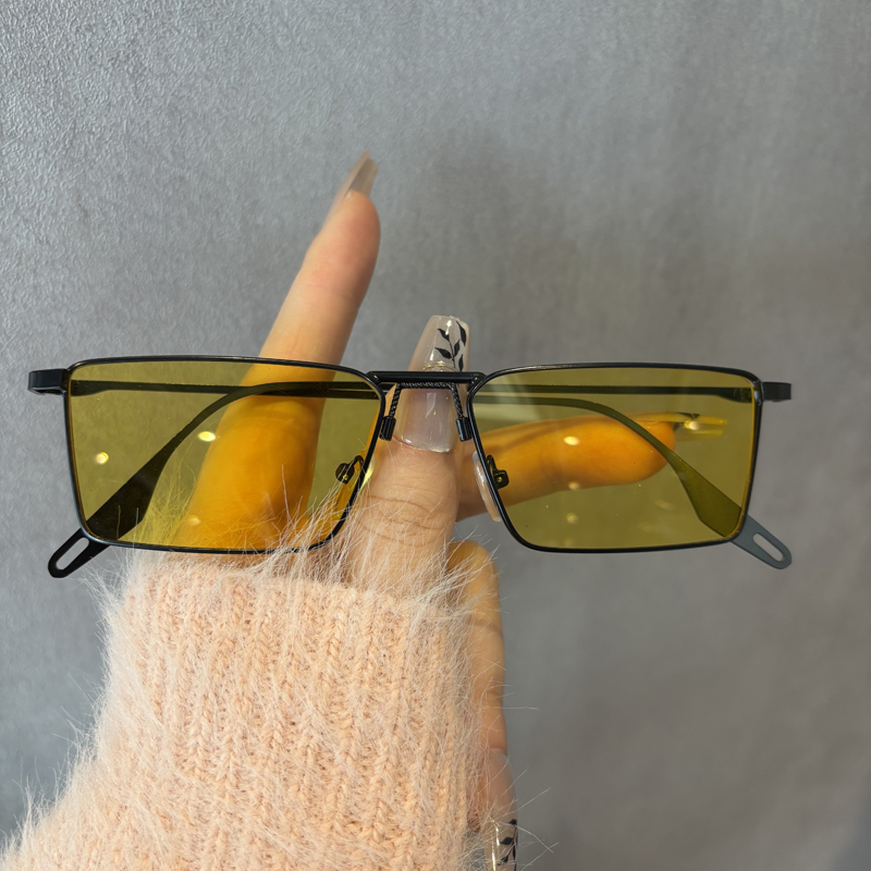 Fashion Street Night - โลหะ Punk Night Vision Goggles กล่องขนาดเล็กเลนส์สีเหลืองขี่จักรยานแว่นตาแว่นตากันแดดแฟชั่นผู้ชายผู้หญิงส่วนบุคคล