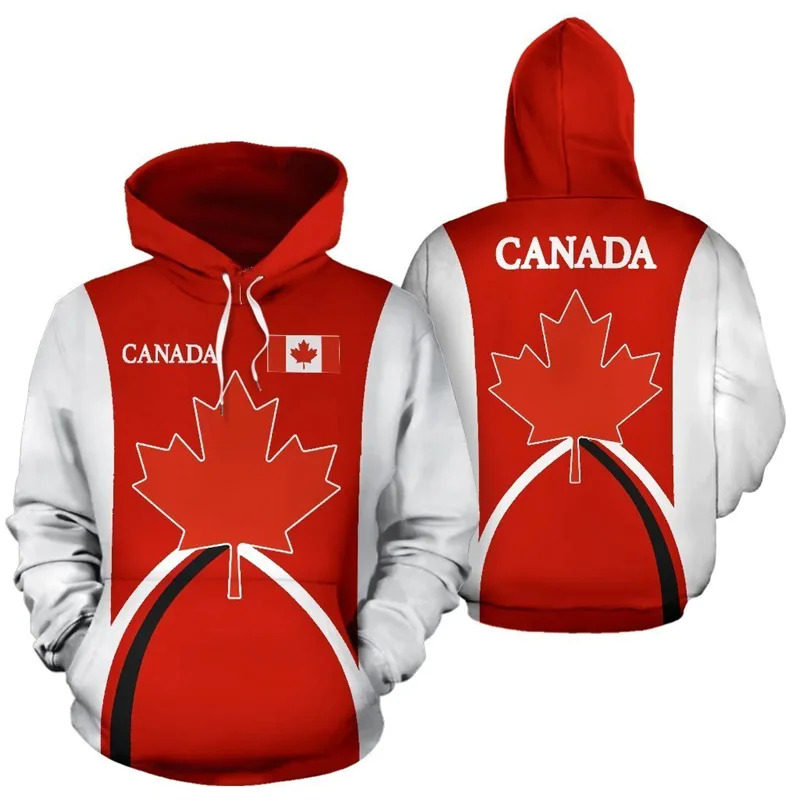 Street Fashion Canada - เสื้อฮู้ดดี้แคนาดาลายใบเมเปิ้ลพิมพ์ลาย 3 มิติ แบบสั่งทำได้ 1 ตัว