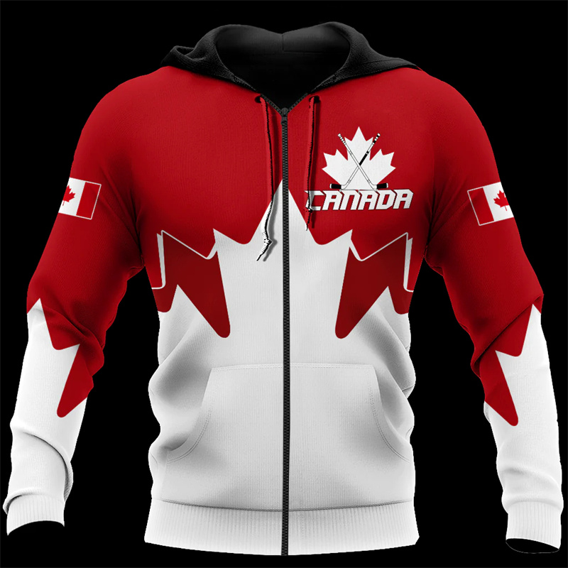 Street Fashion Canada - เสื้อสเวตเตอร์แนวสตรีทเสื้อสวมหัวเสื้อสเวตเตอร์แนวสตรีทแฟชั่นผู้ชายผู้หญิงเสื้อฮู้ดแบบมีซิปใบเมเปิล3D แคนาดามาใหม่