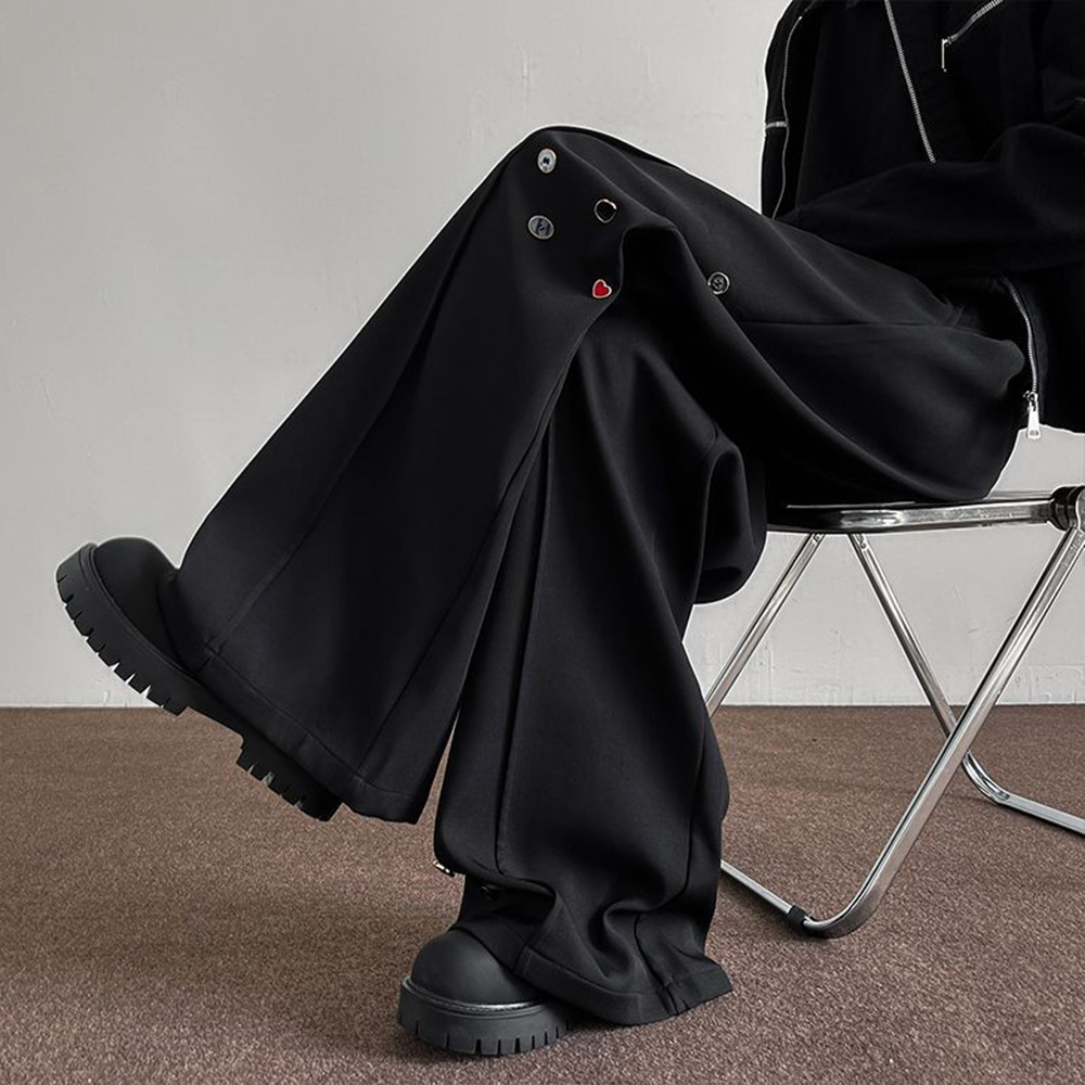 Street Fashion Men 2025 - กางเกงบุรุษปุ่มตกแต่งกางเกงสบายๆบางฤดูใบไม้ผลิฤดูใบไม้ร่วง Street สวมใส่แฟชั่นเยาวชน Campus กางเกงขากว้างผู้ชาย 2025