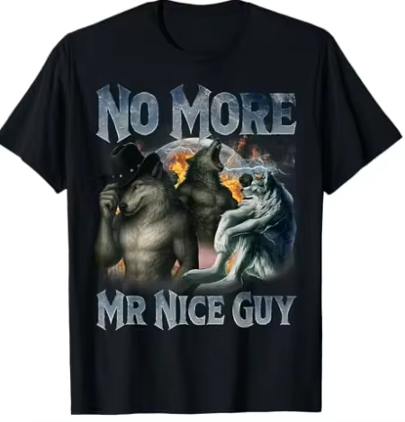 Street Fashion For Short Guys - เสื้อยืดลายมีมหมาป่าอัลฟ่าสุดฮา 