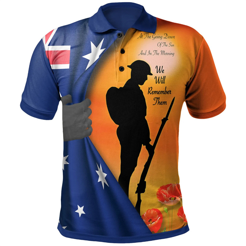 Street Fashion Men 2025 - Lest เราลืม Anzac Day เสื้อโปโลผู้ชายเสื้อผ้า Street