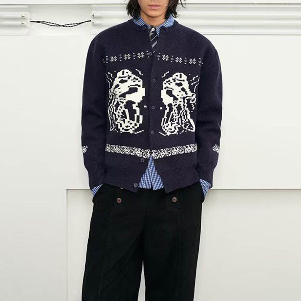 Street Fashion Men 2025 - เสื้อสเวตเตอร์แขนยาวลายกราฟิกสไตล์ Y2K สำหรับผู้ชาย ฤดูใบไม้ร่วง แฟชั่นอเมริกันเรโทรสุดฮิต สไตล์สตรีทหลวมๆ
