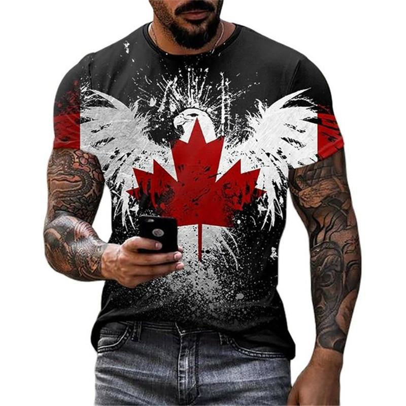 Retroแคนาดาธงเสื้อยืด 3Dพิมพ์S - Street Fashion Canada บทวิจารณ์และราคา