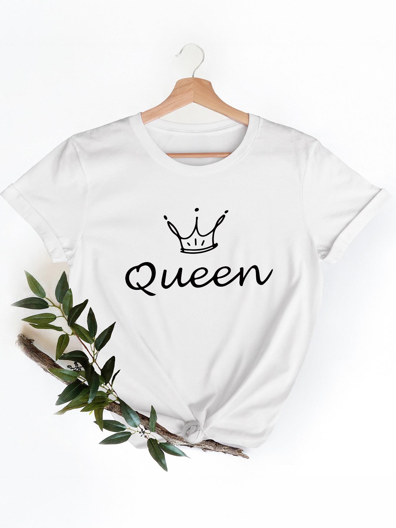 เสื้อยืดสีขาวสำหรับผู้หญิง ลาย - Queen Street Fashion บทวิจารณ์และราคา
