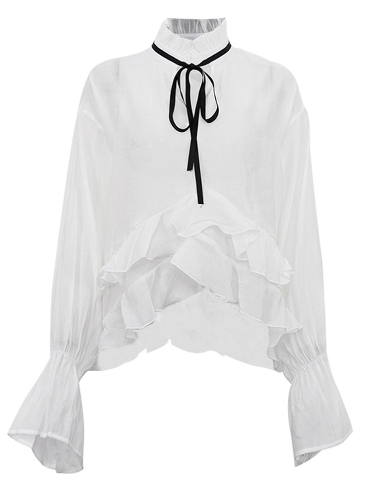 เสื้อชีฟองครอปแขนบาน คอสูง แต่ - Fashion Street Night บทวิจารณ์และราคา