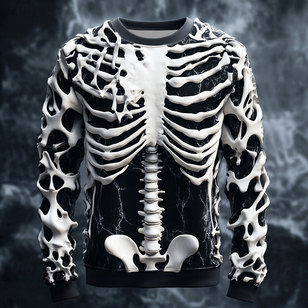 เสื้อยืดผู้ชายลายหัวกะโหลก 3D  - Street Fashion Y2K บทวิจารณ์และราคา